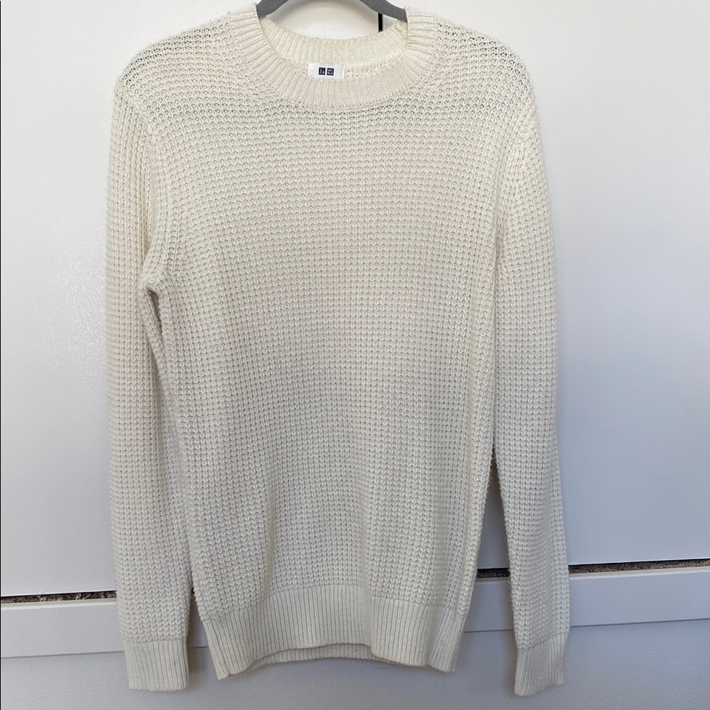 Uniqlo Cream Crewneck Oversized Textured Sweater